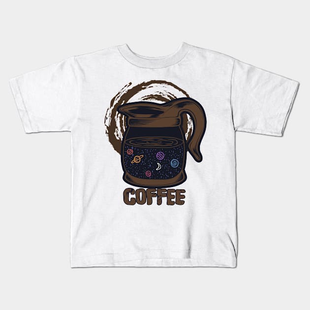 Galaxy Coffee Pot Kids T-Shirt by YousifAzeez